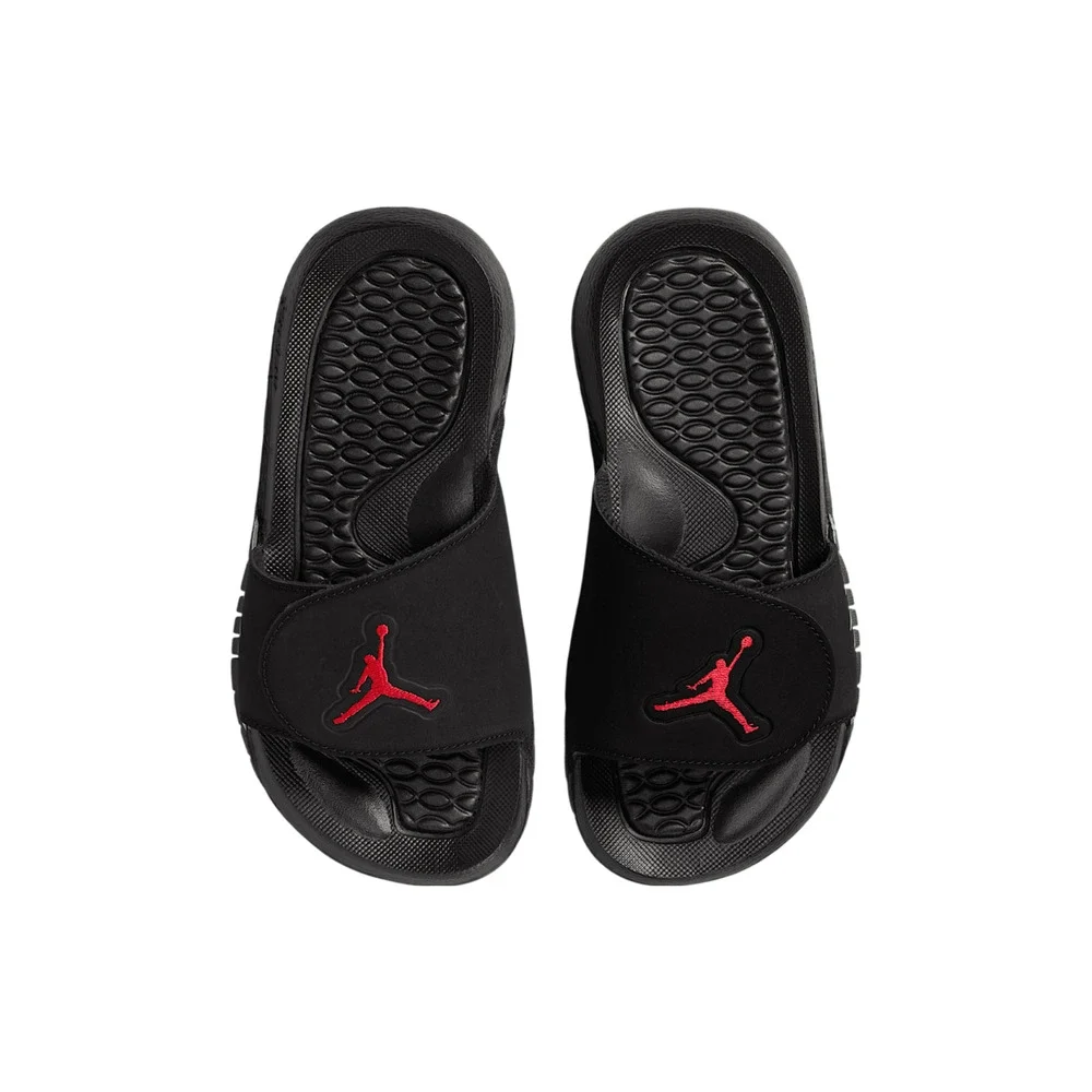 Air Jordan Hydro V Retro Black Fire Red Silver 555511-061 Size 5Y Youth Slides